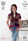 King Cole Knitting Pattern 4777 - Girls Sweater & Waistcoat DK