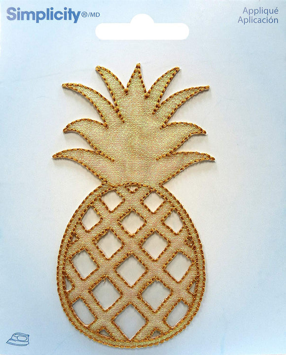 Gold Metallic Pineapple Iron-on Applique 