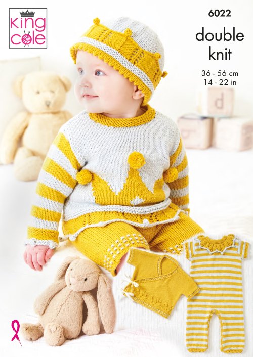 King Cole Pattern Baby Set Knitted in Cottonsoft DK 6022