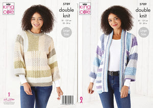 King Cole Knitting Pattern Double Knit Harvest DK - Cable Sweater & Jacket 5789