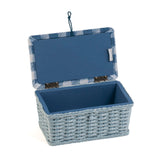 HobbyGift Sewing Box (S) - Rectangle - Woven Basket - Embroidered Lid - Wild Floral Plaid
