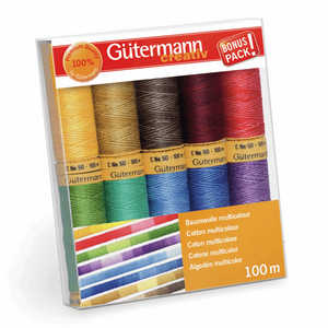 Gutermann Thread Set: Natural Cotton C No. 50 - 10 x 100m - Assorted