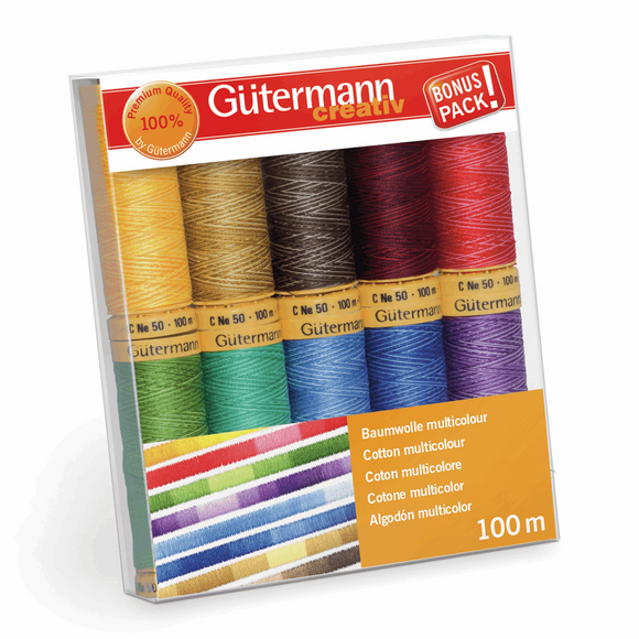 Gutermann Thread Set: Natural Cotton C No. 50 - 10 x 100m - Assorted