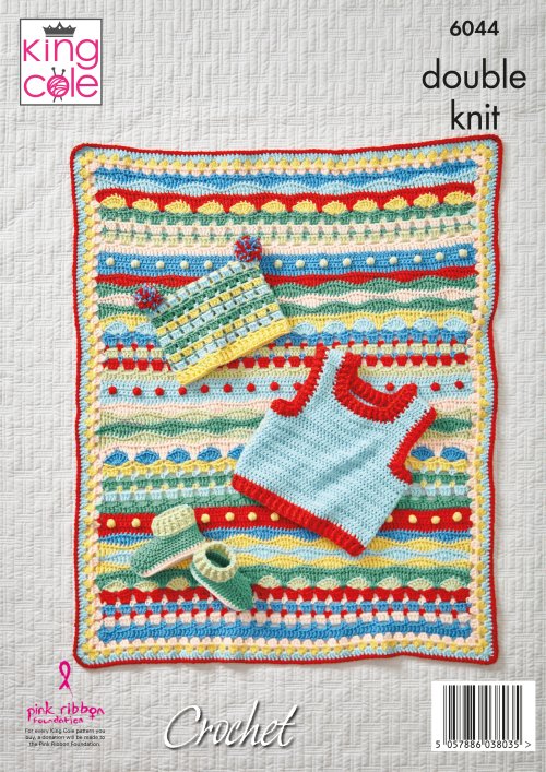 King Cole Pattern Modern Baby Set: Crocheted in King Cole Cherished DK 6044