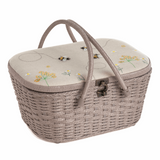 HobbyGift Large Wicker Sewing Basket - Applique Linen Bee design