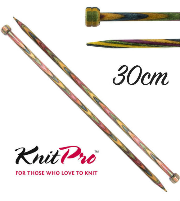 KnitPro Symfonie Wood Straight / Single Point Knitting Needles - 30cm Length