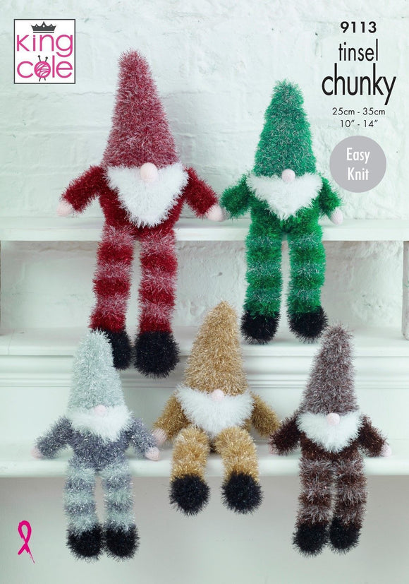 King Cole Knitting Patterns 9113 - Christmas Gnomes Tinsel