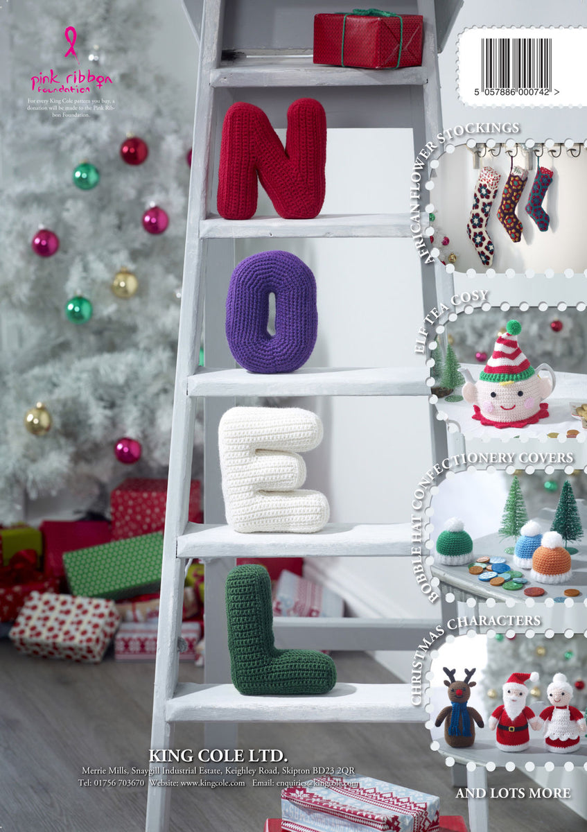 King Cole Christmas Crochet Book 4 Patterns Festive Characters Bauble ...