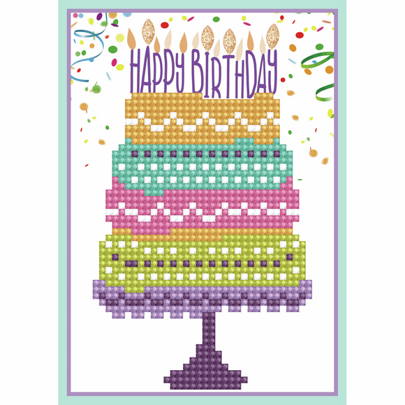 Diamond Dotz - Diamond Painting Kit - Greeting Card Kit - Happy Birthday Cake
