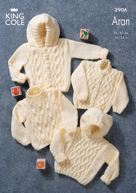 King Cole Knitting Pattern Big Value Aran - Sweaters and Jackets 2906