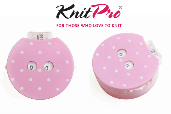 KnitPro Clicky Row Counter - Pink & White Polka Dots