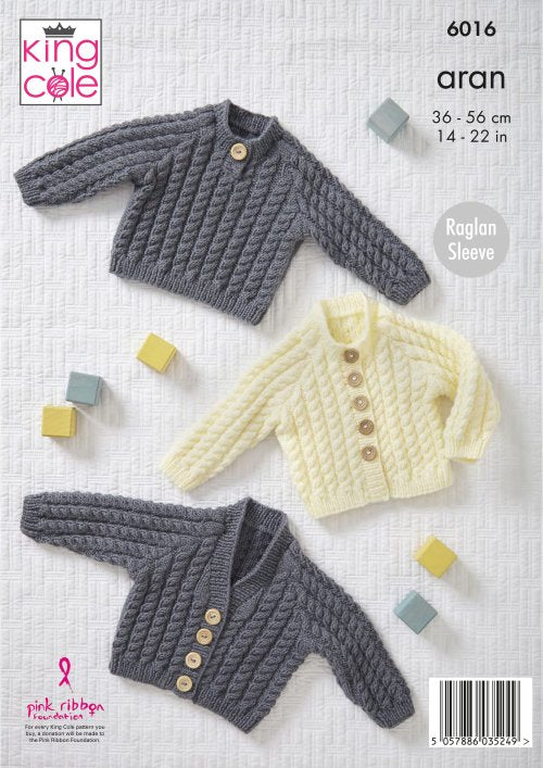 King Cole Pattern Cardigans & Sweater Knitted in Comfort Aran 6016