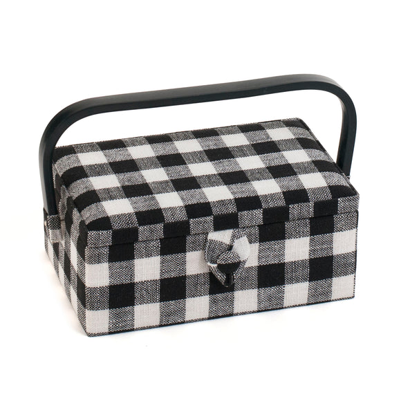 HobbyGift Sewing Box (S): Monochrome Gingham: Rectangle