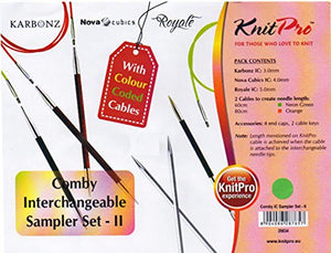 KnitPro Comby Interchangeable Knitting Sampler Set 2 - Nova, Karbonz, Royale
