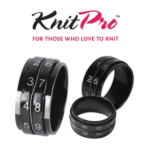 KnitPro Row Counter Ring Jewellery Knit Tally Register - 4 Sizes - Black Metal