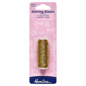 Hemline Shirring Elastic: 20m x 0.75mm: Gold