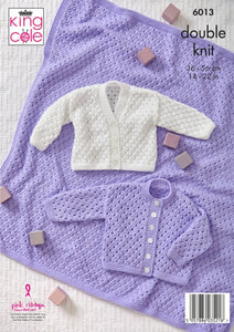 King Cole Pattern Cardigans and Blanket: Knitted in King Cole Comfort Baby DK 6013