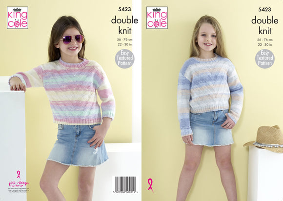 King Cole Knitting Pattern Girls Summer Sweaters - DK 5423 - Childrens