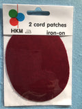 HKM Cord Patches x 2 Oval - Elbow Knee Iron On - Assorted Colours