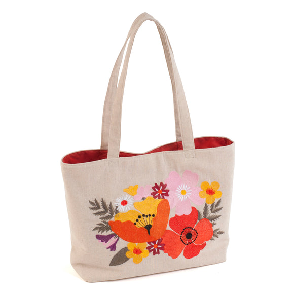 HobbyGift Craft Bag (M) - Shoulder Tote - Embroidered - Wildflowers
