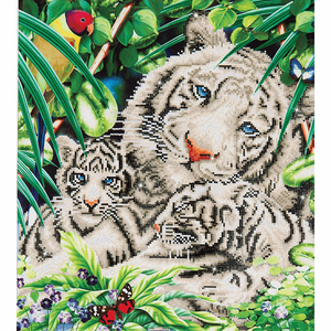 Diamond Dotz - Diamond Painting Kit - White Tiger & Cubs Design