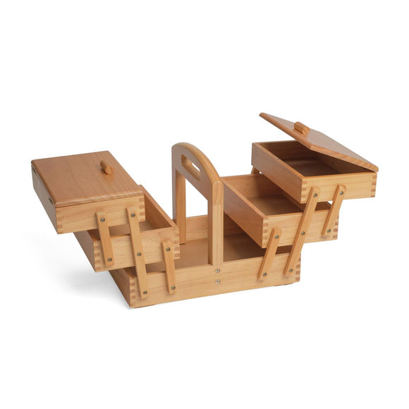 Medium Wooden Cantilever Sewing Basket - 3 Tier