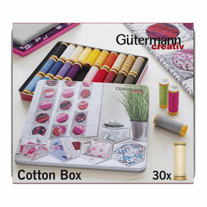 Gutermann Thread Storage Tin: Natural Cotton C. No.50: 30 x 100m: Assorted
