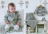 King Cole Knitting Pattern 4487 - Baby Hooded Jacket/Blanket/Boot DK