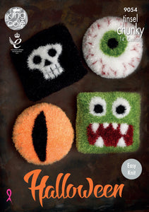 King Cole Knitting Patterns 9054 - Halloween Skull, Eyeballs & Monster Tinsel