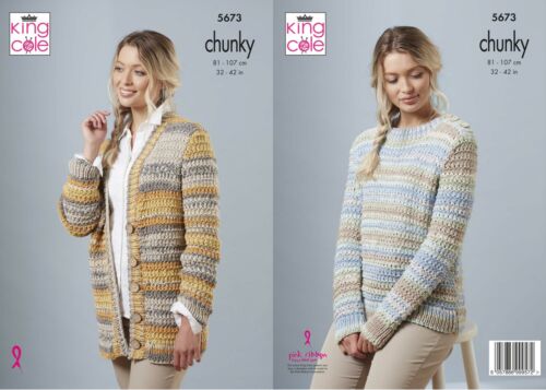 King Cole Knitting Pattern Drifter Chunky - Sweater and Cardigan 5673