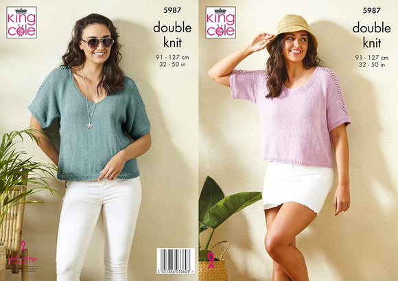 King Cole Pattern Tops Knitted in Linendale DK 5987