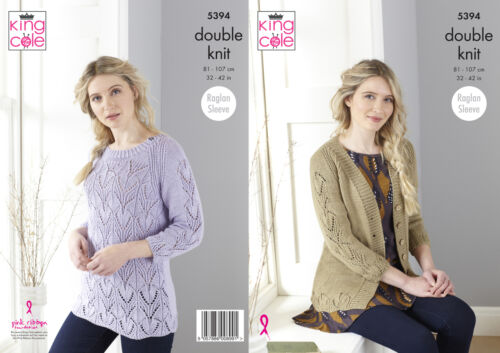 King Cole Knitting Pattern Finesse Cotton Silk DK - Cardigan and Sweater 5394