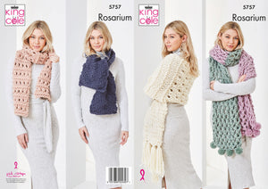 King Cole Knitting Pattern Scarves - Rosarium 5757