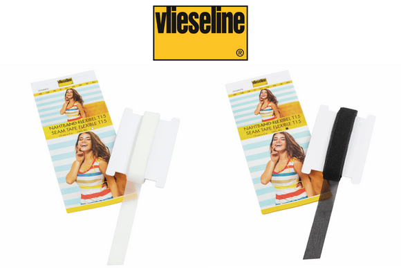 Vlieseline Flexible Seam Tape - 5m x 15mm - Black or White