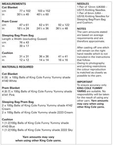 King Cole Knitting Pattern 5309 - Baby Blankets Funny Yummy