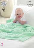 King Cole Knitting Pattern 4822 - Baby Blanket Yummy
