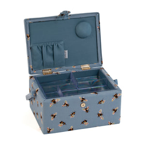 HobbyGift Sewing Box (M) - Rectangle - Blue Bees