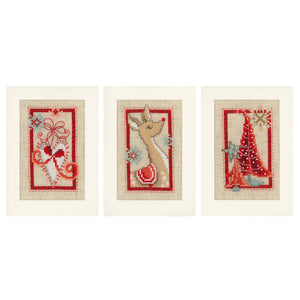 Vervaco Counted Cross Stitch Kits: Christmas Greeting Cards 