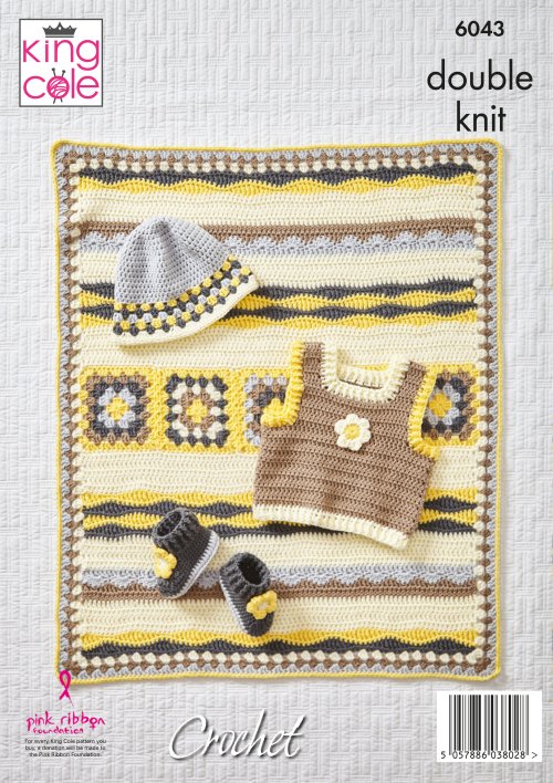 King Cole Pattern Traditional Baby Set: Crocheted in King Cole Cherished DK 6043