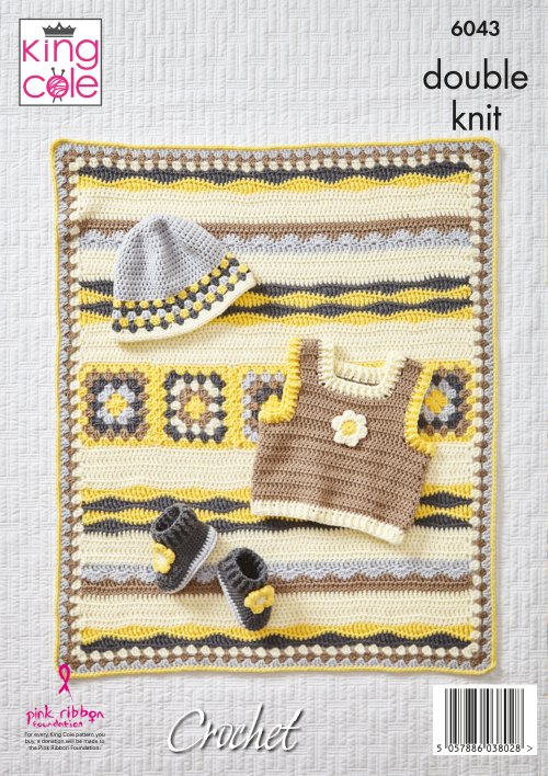 King Cole Pattern Traditional Baby Set: Crocheted in King Cole Cherished DK 6043